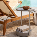 Round Beige Outdoor End Table | Richmond Interiors Reed