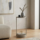 Round Beige Outdoor End Table | Richmond Interiors Reed