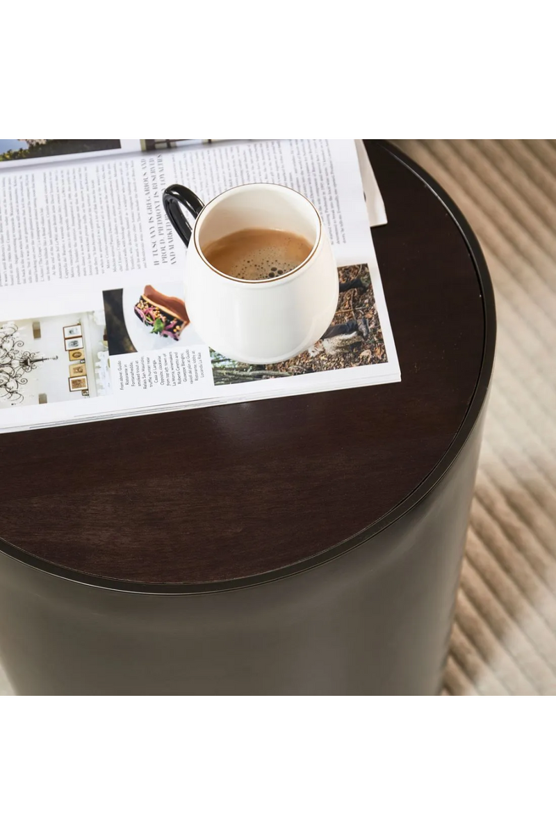 Black Wood Cylindrical End Table | Rivièra Maison Hollywood Hills | Oroatrade.com