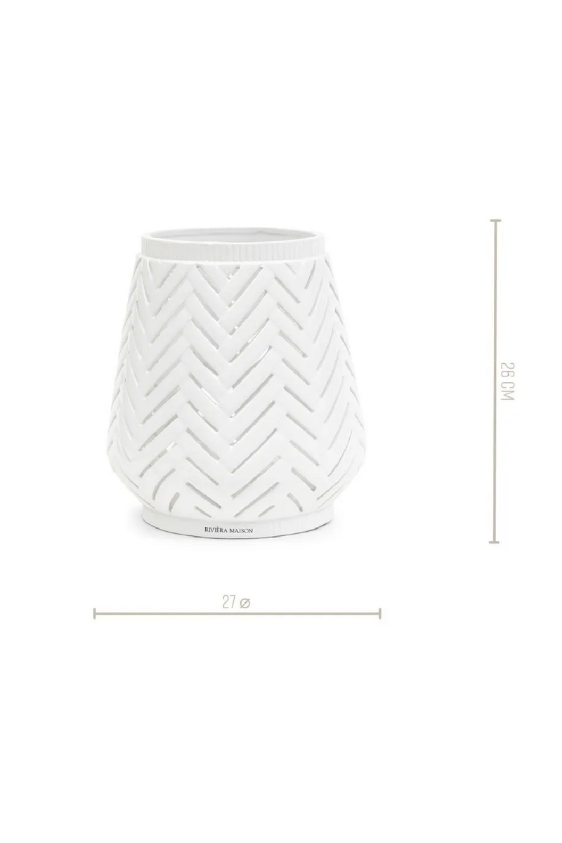 White Ceramic Herringbone Hurricane | Rivièra Maison Roseville | Oroatrade.com