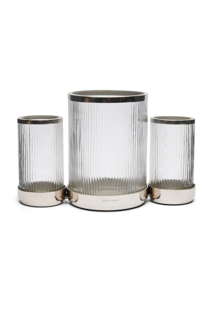 Ribbed Glass Cylindrical Hurricanes (3) L | Rivièra Maison Panthonia | Oroatrade.com
