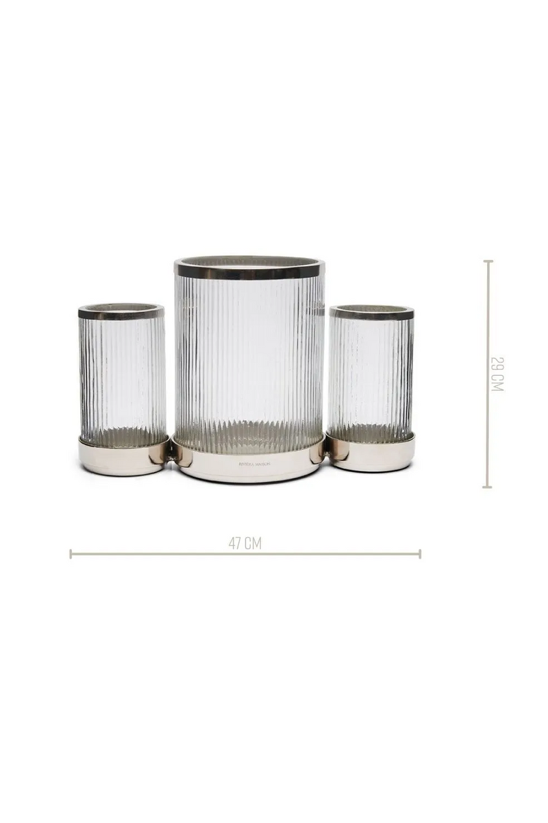 Ribbed Glass Cylindrical Hurricanes (3) L | Rivièra Maison Panthonia | Oroatrade.com