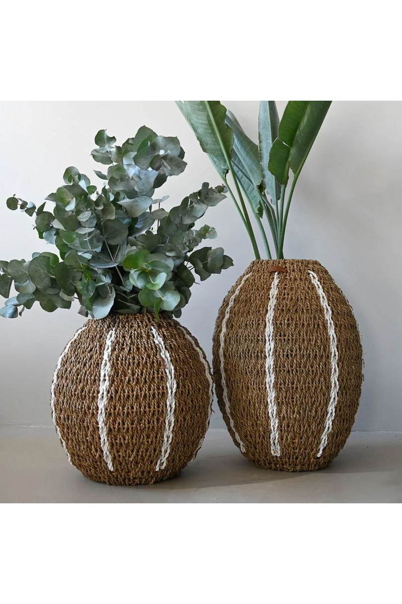 Woven Seagrass Vase M | Rivièra Maison Classic Stripes | Oroatrade.com
