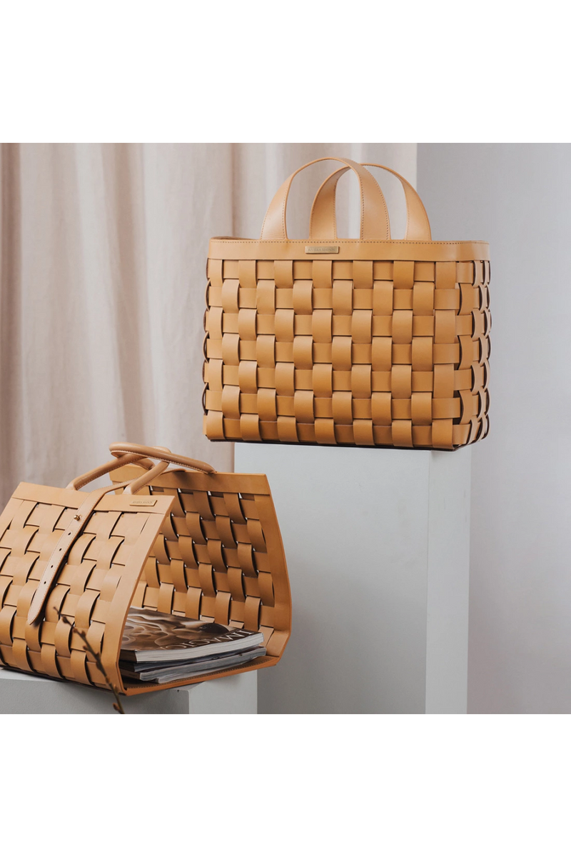 Brown Leather Magazine Basket | Rivièra Maison Florence | Oroatrade.com