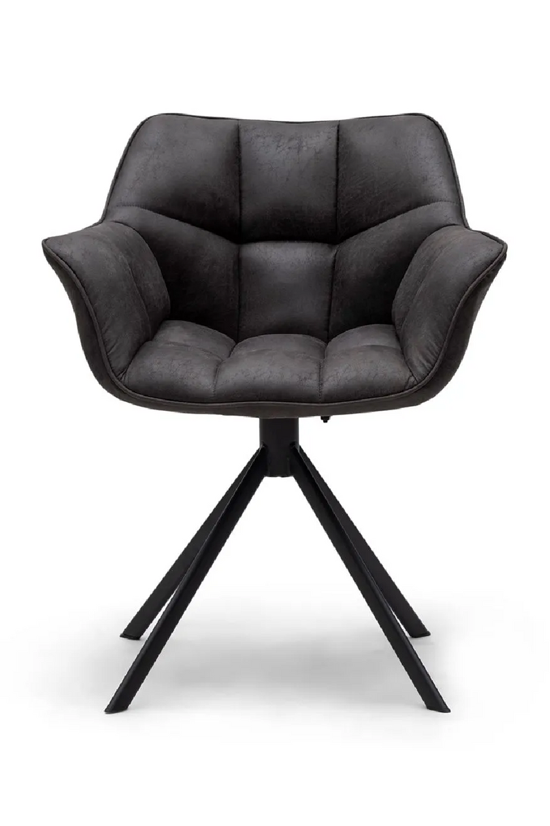 Black Leather Swivel Dining Armchair | Rivièra Maison Carnaby | Oroatrade.com