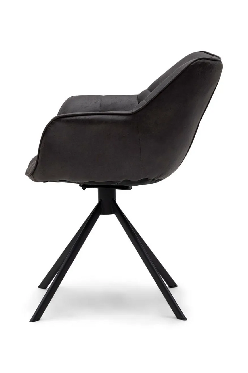 Black Leather Swivel Dining Armchair | Rivièra Maison Carnaby | Oroatrade.com