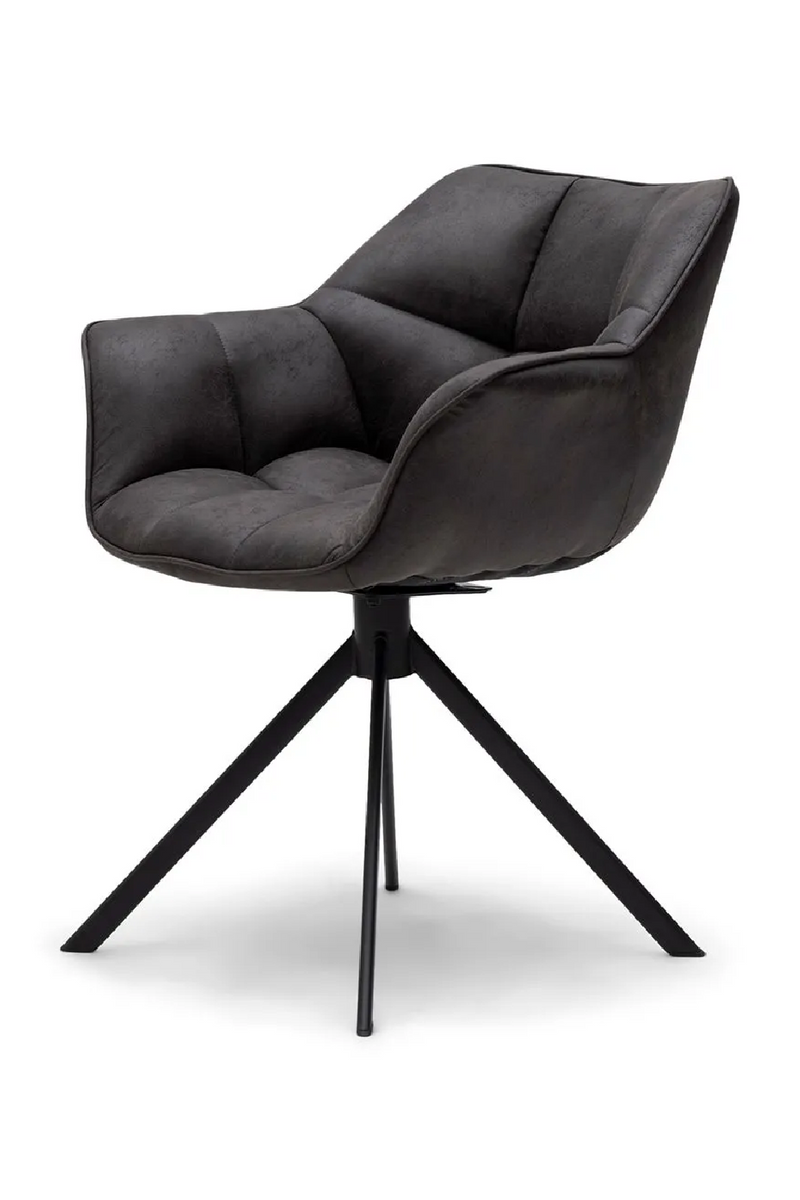 Black Leather Swivel Dining Armchair | Rivièra Maison Carnaby | Oroatrade.com