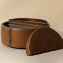 Hospitality furniture - Round Leather Wheeled Storage Ottoman - www.oroatrade.com