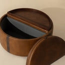 Hospitality furniture - Round Leather Wheeled Storage Ottoman - www.oroatrade.com