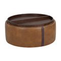 Hospitality furniture - Round Leather Wheeled Storage Ottoman - www.oroatrade.com