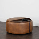 Hospitality furniture - Round Leather Wheeled Storage Ottoman - www.oroatrade.com