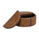 Hospitality furniture - Round Leather Wheeled Storage Ottoman - www.oroatrade.com