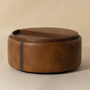 Hospitality furniture - Round Leather Wheeled Storage Ottoman - www.oroatrade.com