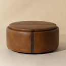 Hospitality furniture - Round Leather Wheeled Storage Ottoman - www.oroatrade.com