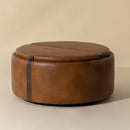 Hospitality furniture - Round Leather Wheeled Storage Ottoman - www.oroatrade.com