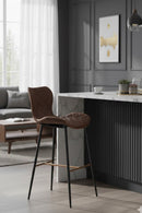 Diamond-Stitched Leather Look Bar Stools (2) | Splendido Lyla