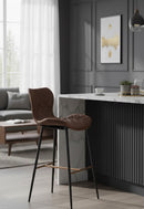 Contract furniture - Diamond-Stitched Leather Look Bar Stools (2) - www.oroatrade.com
