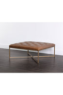 Brown Leather Button-Tufted Ottoman | Splendido Endall | Oroa.com