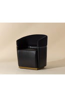 Hospitality furniture - Black Leather Wheeled Lounge Chair - www.oroatrade.com