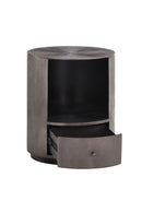 Round Gunmetal 1-Drawer Nightstand | Splendido Siena | Oroa.com