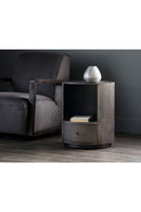Round Gunmetal 1-Drawer Nightstand | Splendido Siena | Oroa.com