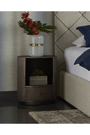 Round Gunmetal 1-Drawer Nightstand | Splendido Siena | Oroa.com
