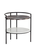 Round Gunmetal & Marble Nightstand | Splendido Brighton | Oroa.com