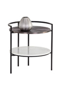 Round Gunmetal & Marble Nightstand | Splendido Brighton | Oroa.com