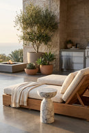 Round Marble-Look Indoor/Outdoor End Table | Splendido Goya | Oroa.com