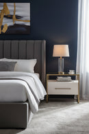 Cream Shagreen 1-Drawer Nightstand | Splendido Venice | Oroa.com