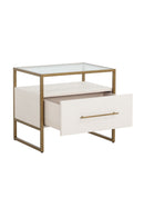Cream Shagreen 1-Drawer Nightstand | Splendido Venice | Oroa.com