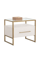 Cream Shagreen 1-Drawer Nightstand | Splendido Venice | Oroa.com