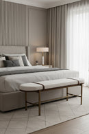 Oval White Fabric Bench | Splendido Elaine | Oroatrade.com