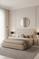 Taupe Hexagonal-Tufted King Bed | Splendido Alisha | Oroa.com