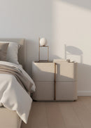 Hospitality furniture - Leather-Look 2-Drawer Nightstand - www.oroatrade.com