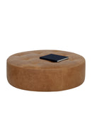 Brown Leather Round Ottoman | Splendido Nilda | Oroa.com
