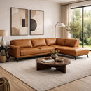 Contract furniture - Brown Leather Chaise Sofa - www.oroatrade.com
