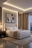 White Vertical-Tufted Queen Bed | Splendido Emmit | Oroa.com