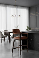 Oak Wood Frame Leather Barstool | Splendido Brylea