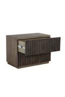 Taupe Fluted Wooden 2-Drawer Nightstand | Splendido Carlin | Oroa.com