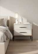 Acacia Veneer 2-Drawer Nightstand | Splendido Weldrick | Oroa.com