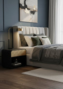 Champagne Gold Accented Black Nightstand | Splendido Algarve | Oroa.com