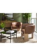 Brown Leather Curved Lounge Chair | Splendido Trine | Oroa.com