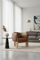 Brown Leather Curved Lounge Chair | Splendido Trine | Oroa.com