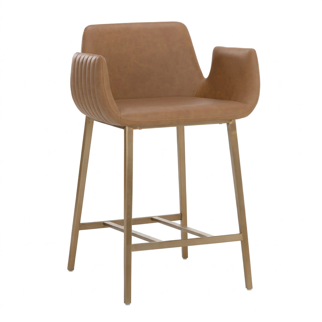 Leather-Look Channeled Arm Counter Stool | Splendido Lucano | Oroa Trade