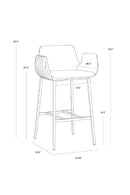 Leather-Look Channeled Arm Bar Stool | Splendido Lucano | Oroa.com