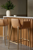 Leather-Look Channeled Arm Bar Stool | Splendido Lucano | Oroa.com