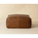 Brown Leather Square Ottoman | Splendido Elio | Oroatrade.com