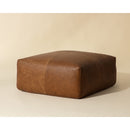 Brown Leather Square Ottoman | Splendido Elio | Oroatrade.com