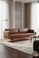 Oak Wood Frame Leather Sofa | Splendido Saul | Oroa.com